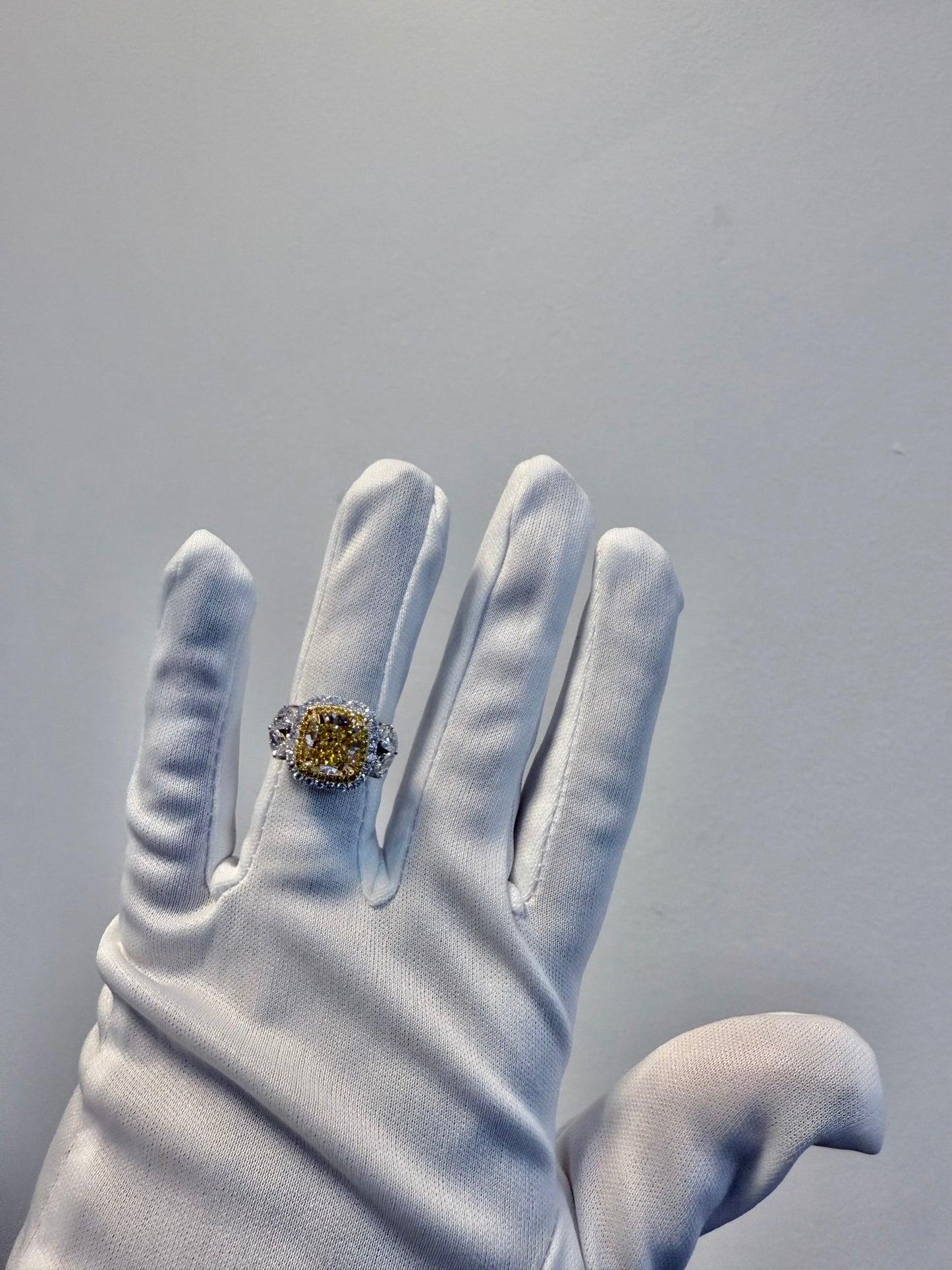 GIA 18KTT Gold Natural Fancy Brownish Yellow Cushion Cut Diamond Engagement Ring