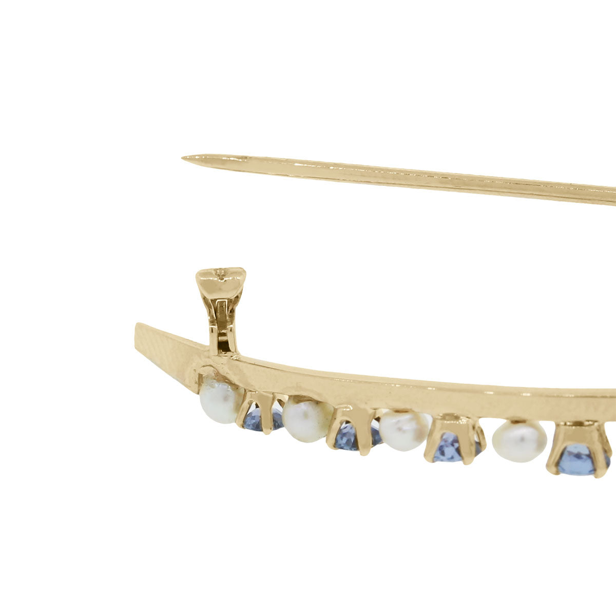 14K Yellow Gold Sapphire and Pearl Pin