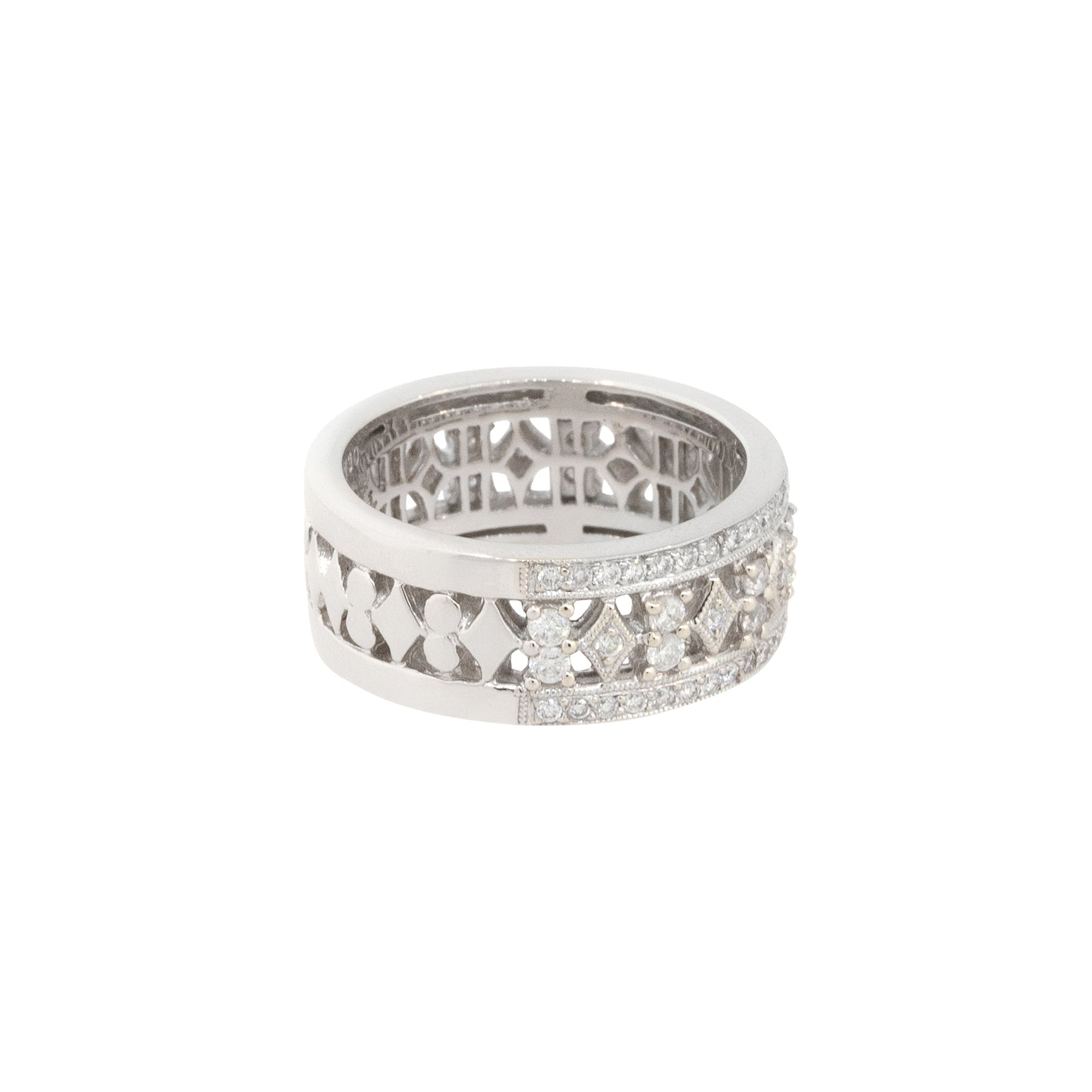 18k White Gold 1.30ctw Diamond Filigree Wedding Band