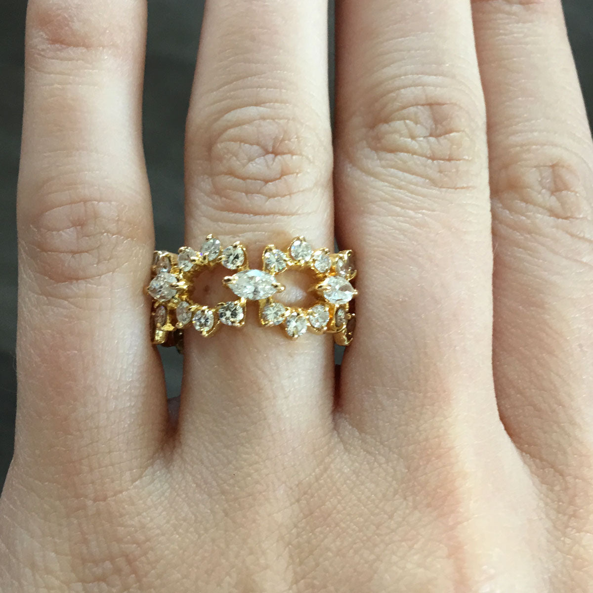 18k Yellow Gold 1.95ctw Round Brilliant and Marquise Diamond Eternity Band