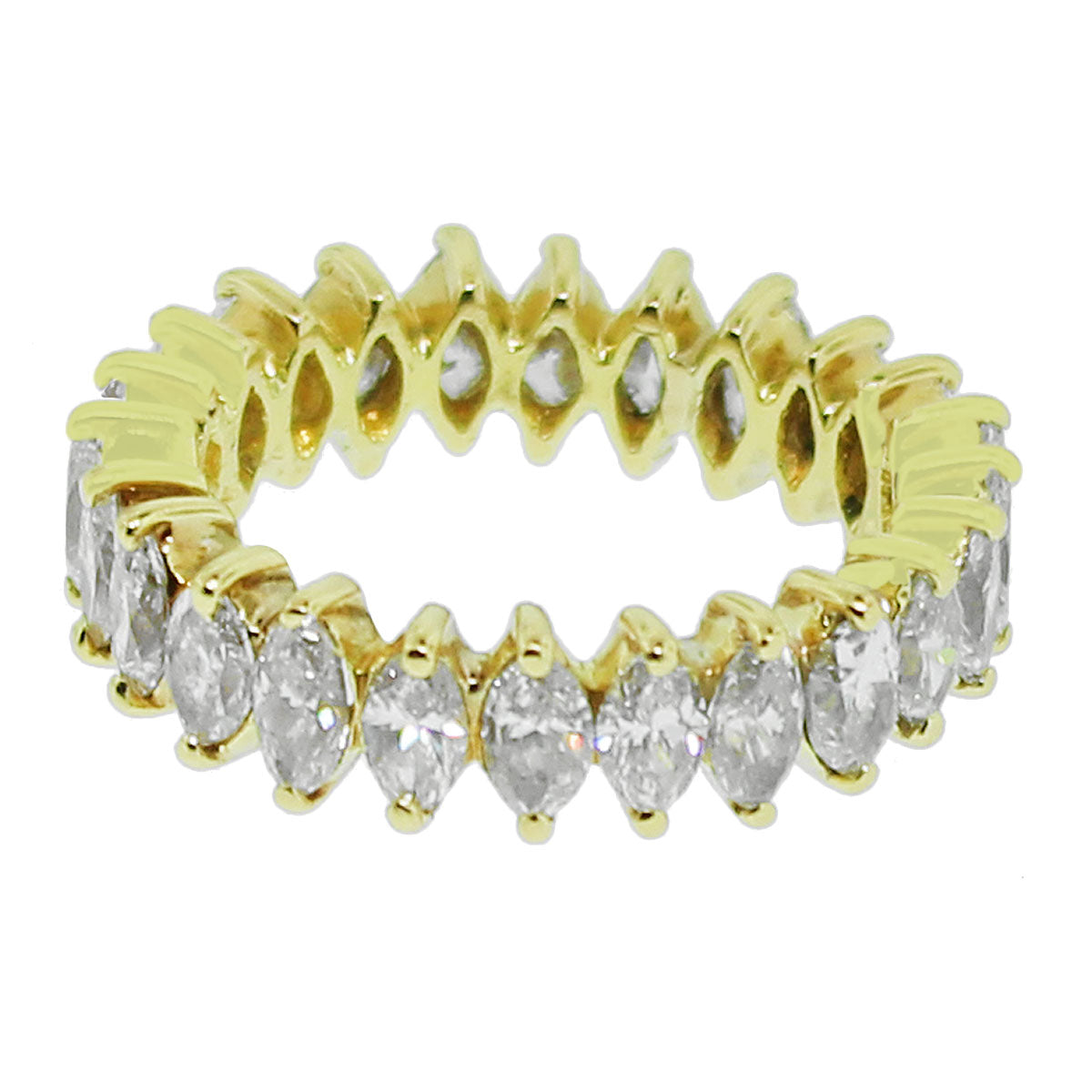18k Yellow Gold 3.50ctw Natural Marquise Diamond Eternity Band