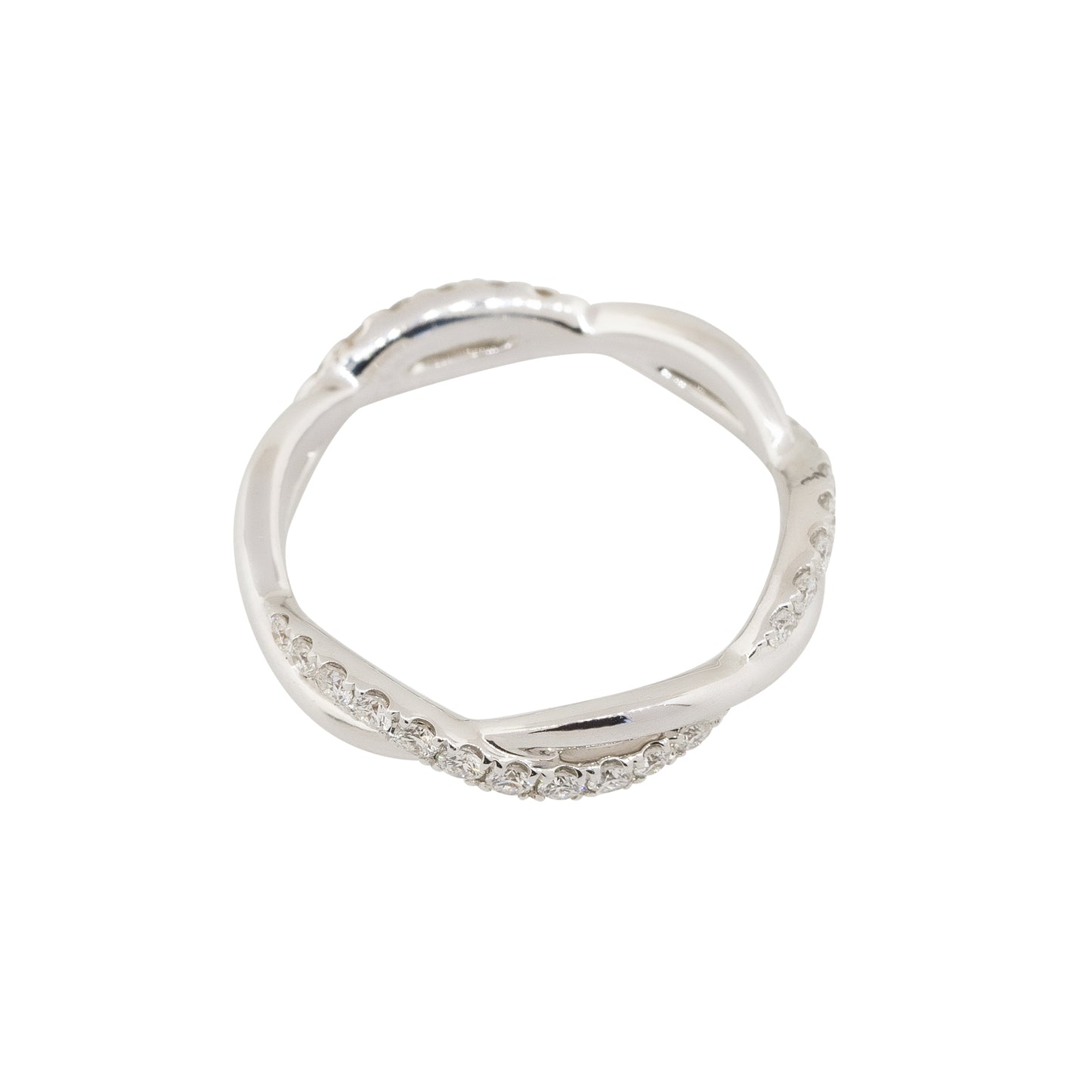 18k White Gold 0.60ctw Round Diamond Twisted Band Ring