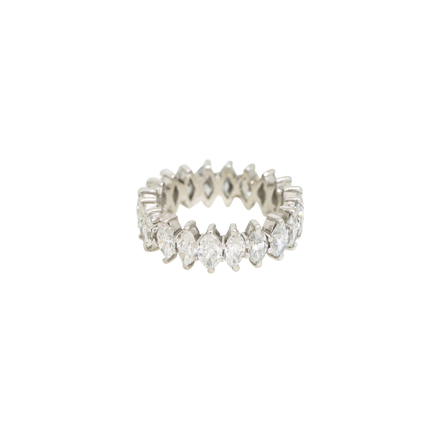14k White Gold Natural 3.0 Carat Marquise Cut Diamond Eternity Band
