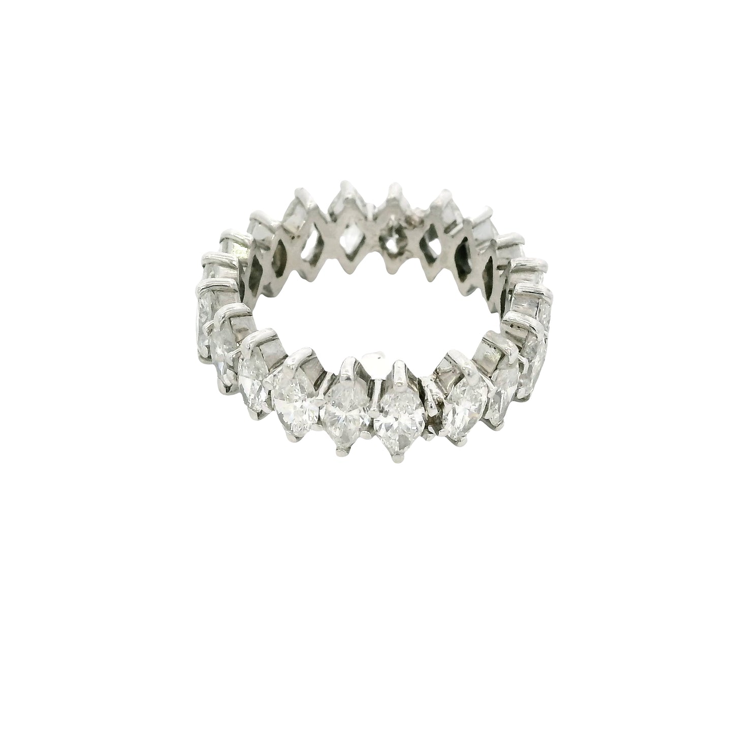 14k White Gold Natural 3.0 Carat Marquise Cut Diamond Eternity Band