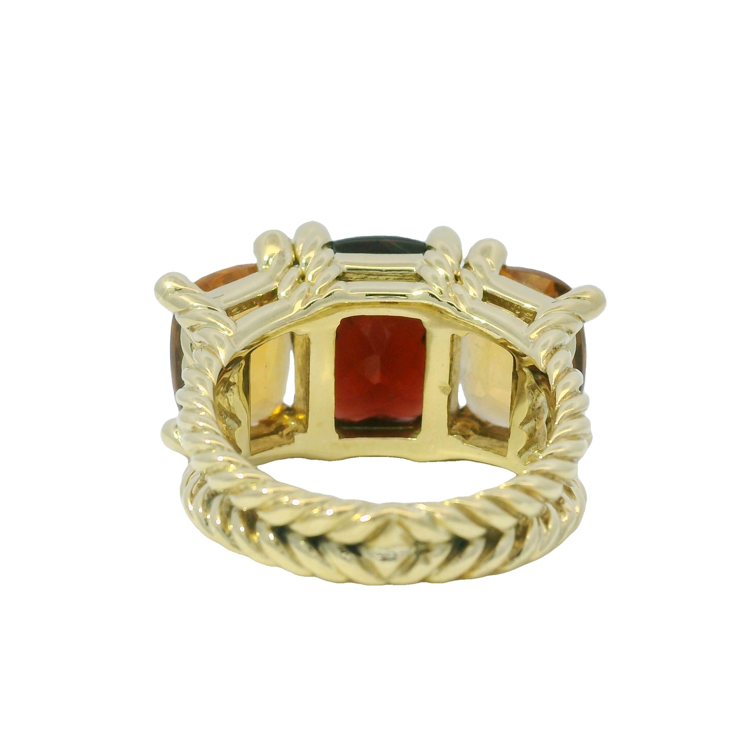 David Yurman 18k Yellow Gold Faceted Gemstone 3-Stone Ring
