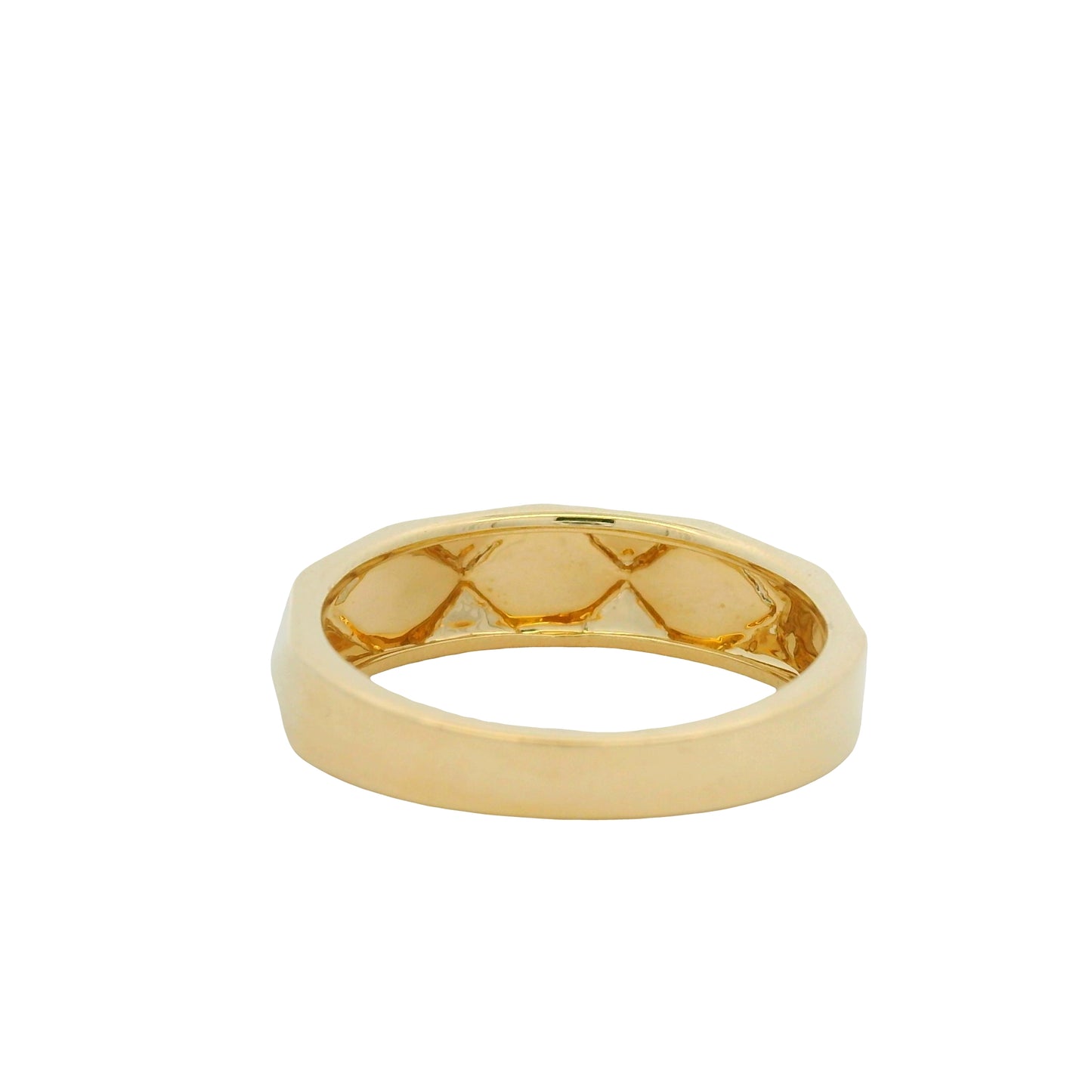 14K Yellow Gold Natural Diamond Pave Square Station Textured Ring