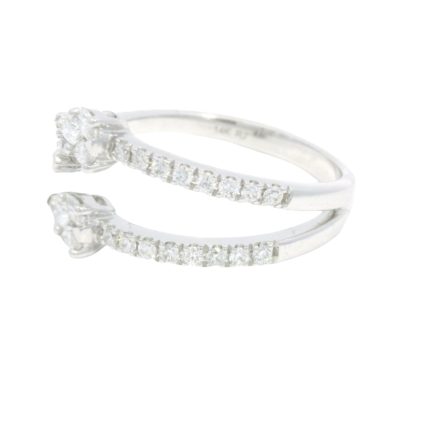 14K White Gold Natural Mixed Shapes Diamonds Wrap Around Ring