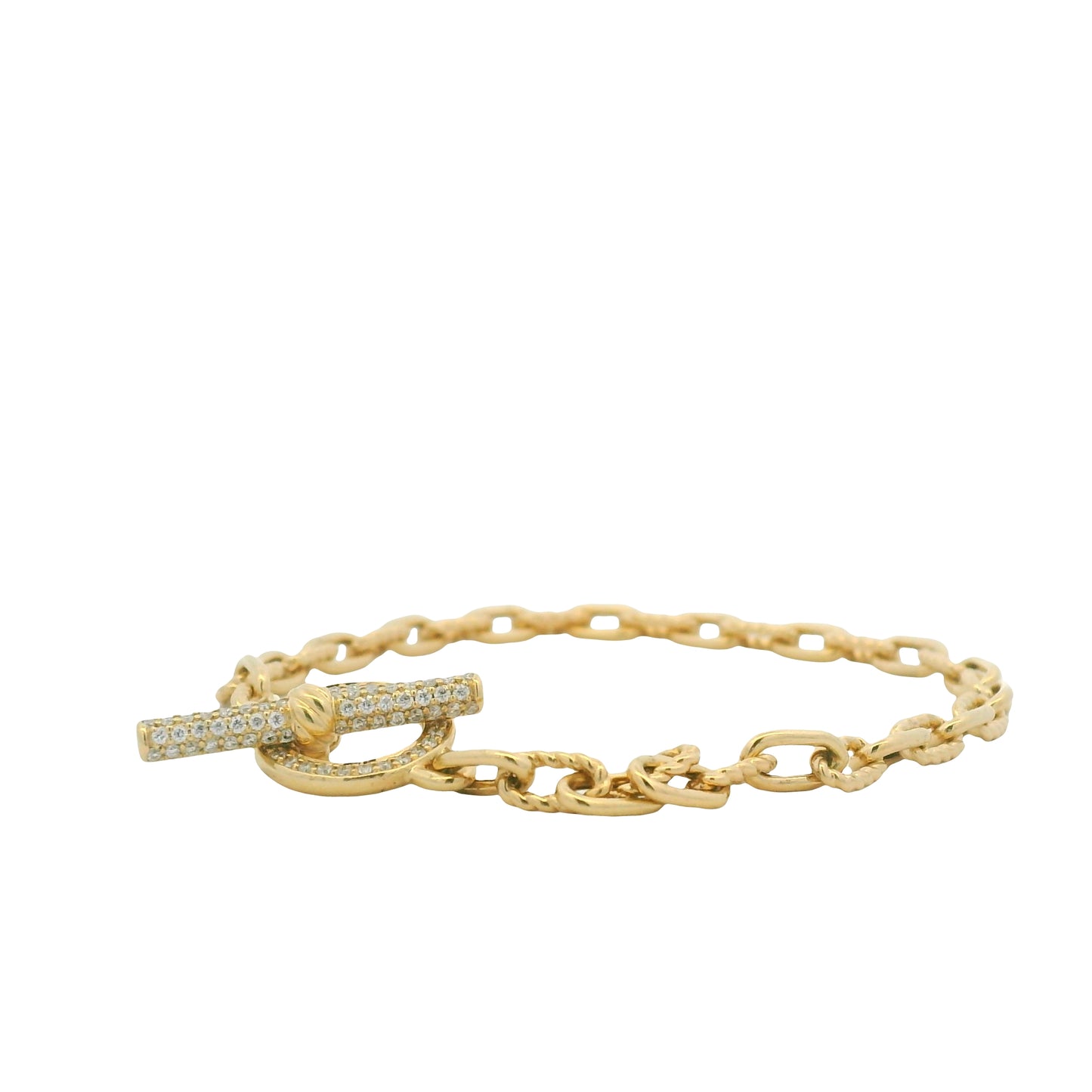 David Yurman 18K Yellow Gold Madison® Pavé Diamond Toggle Chain Bracelet