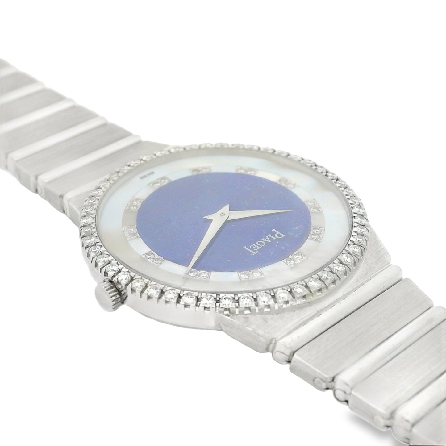 Piaget 18k White Gold Lapis & Mother of Pearl Diamond Dial Watch
