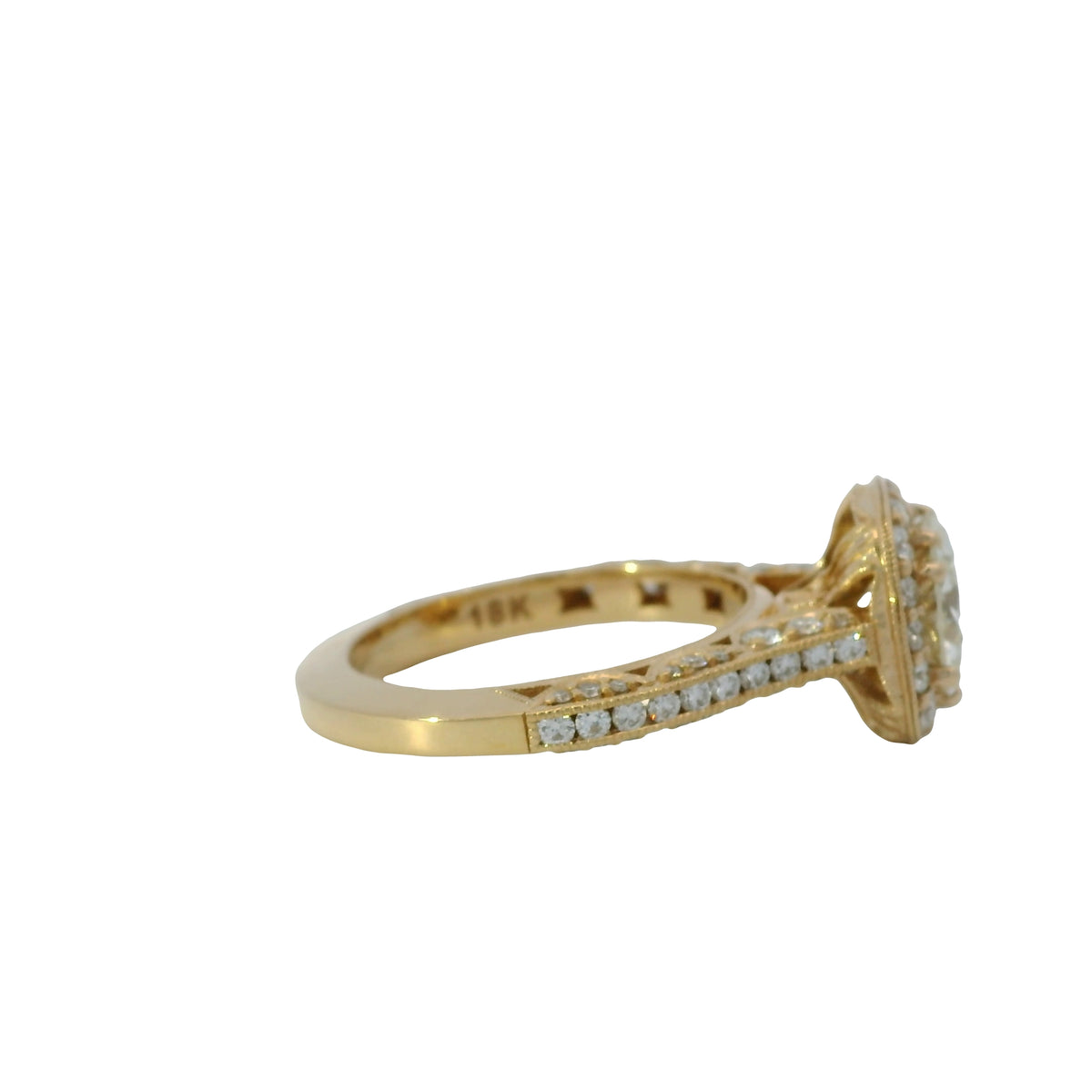 GIA 18k Rose Gold Natural 1.63 Carat Round Brilliant Cut Diamond Halo Engagement Ring