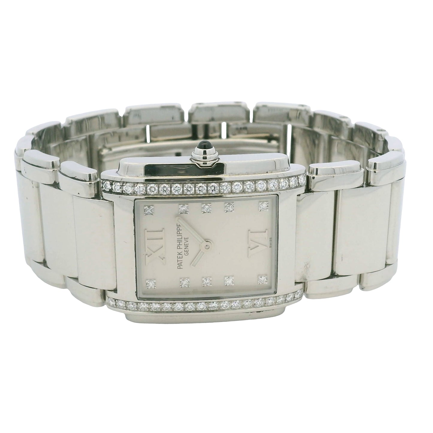 Patek Philippe 4910/010 Twenty-4 Stainless Steel Diamond Bezel White Diamond Dial Watch