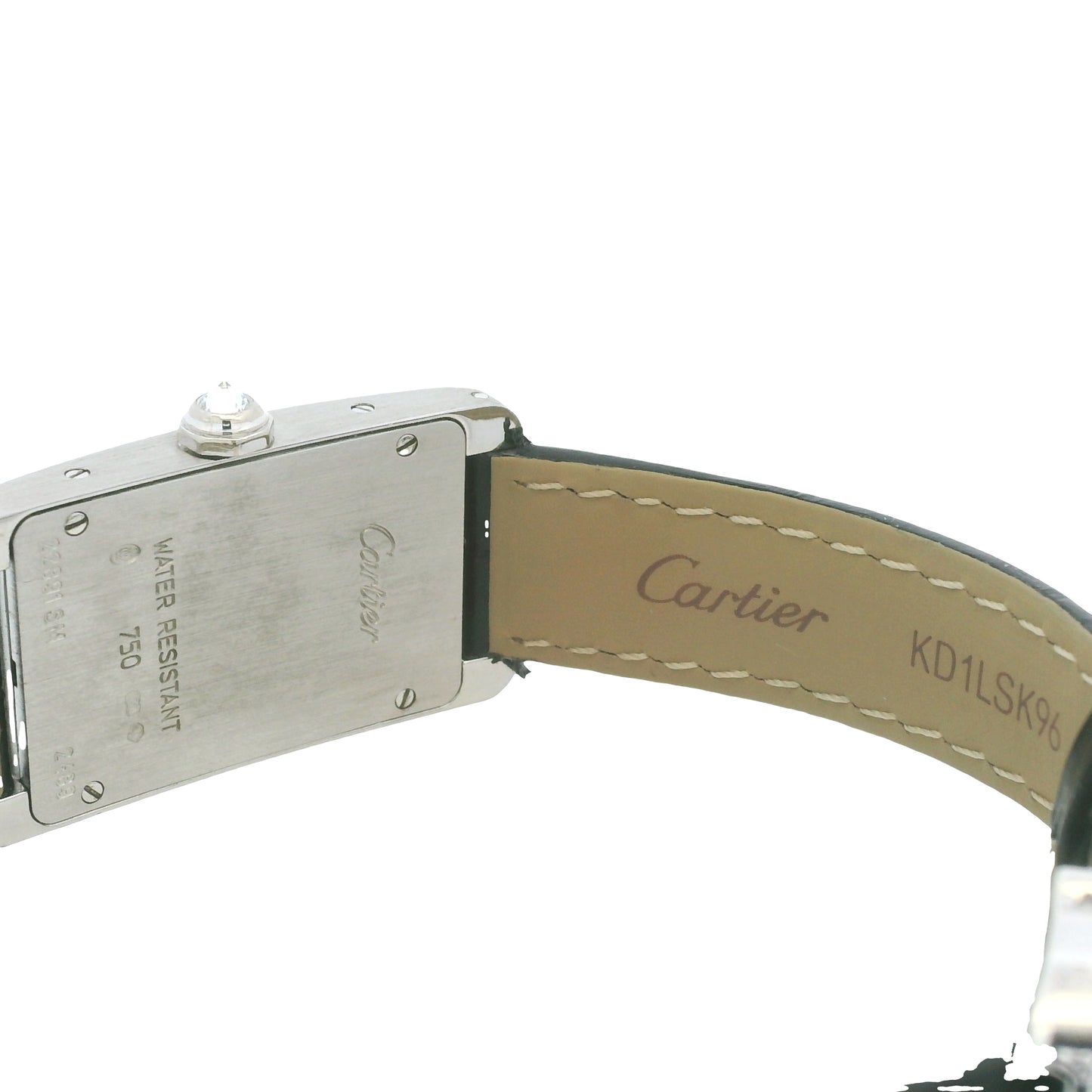 Cartier Tank 2489 18k White Gold Diamond Bezel Ladies Watch