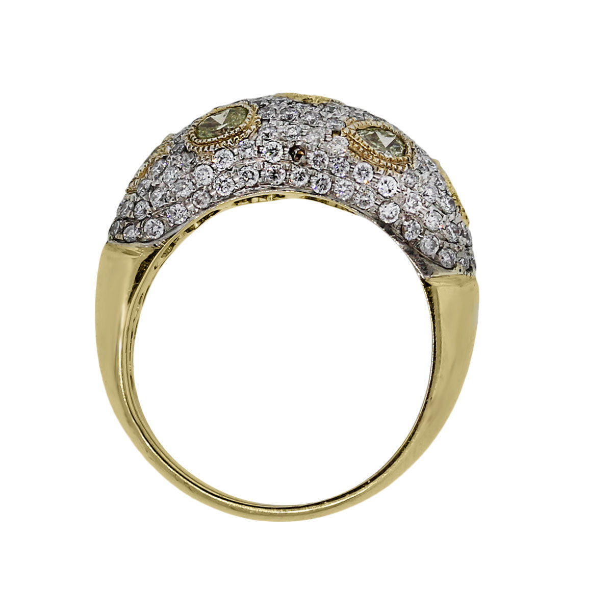 18k Yellow Gold Natural White & Yellow Multi-Shape Diamond Ring