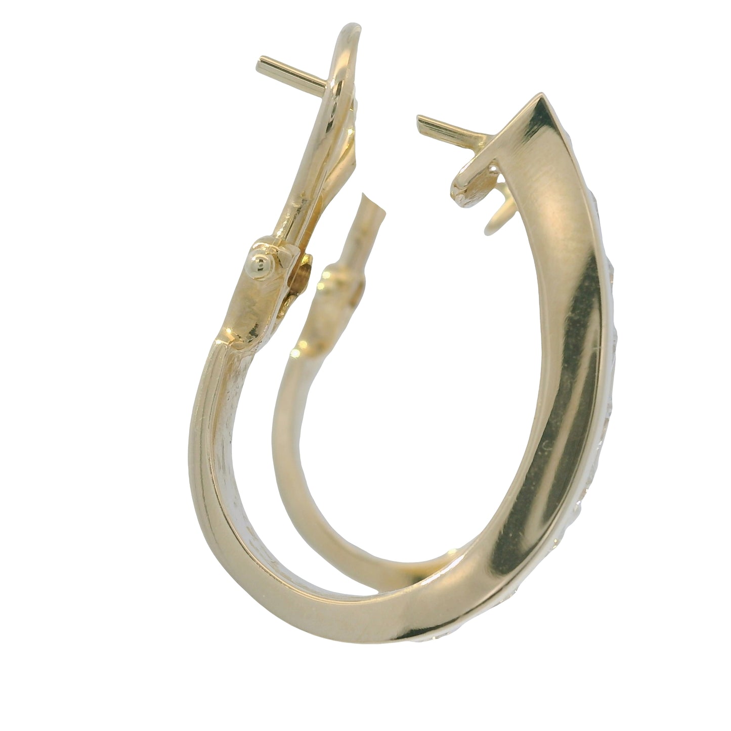 14K Yellow Gold Natural Round Brilliant Cut Diamond Channel Set Hoop Earrings