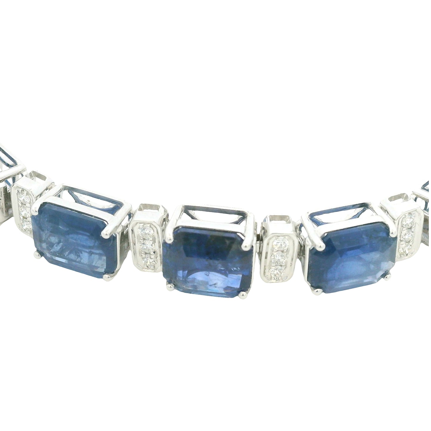 18K White Gold Natural Sapphire& Natural Diamonds Bracelet