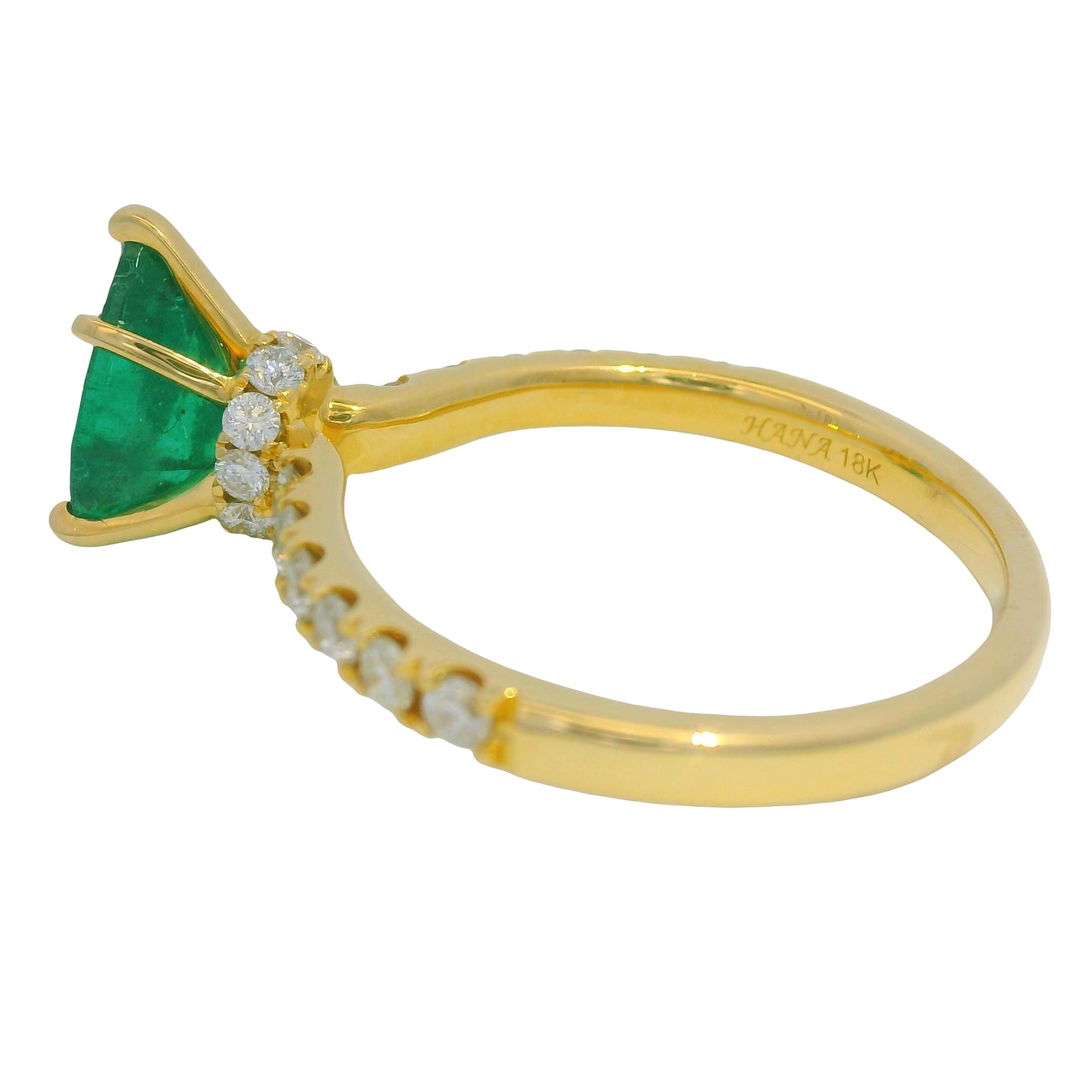 18K Yellow Gold Natural Emerald &
Diamonds With Hidden Halo Ring