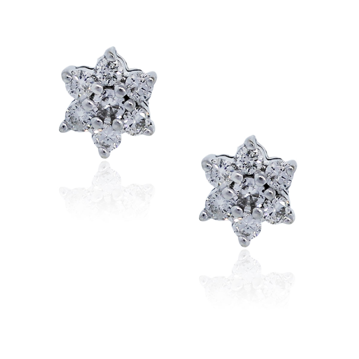 14K White Gold Diamond Flower Stud Earrings -Boca Raton