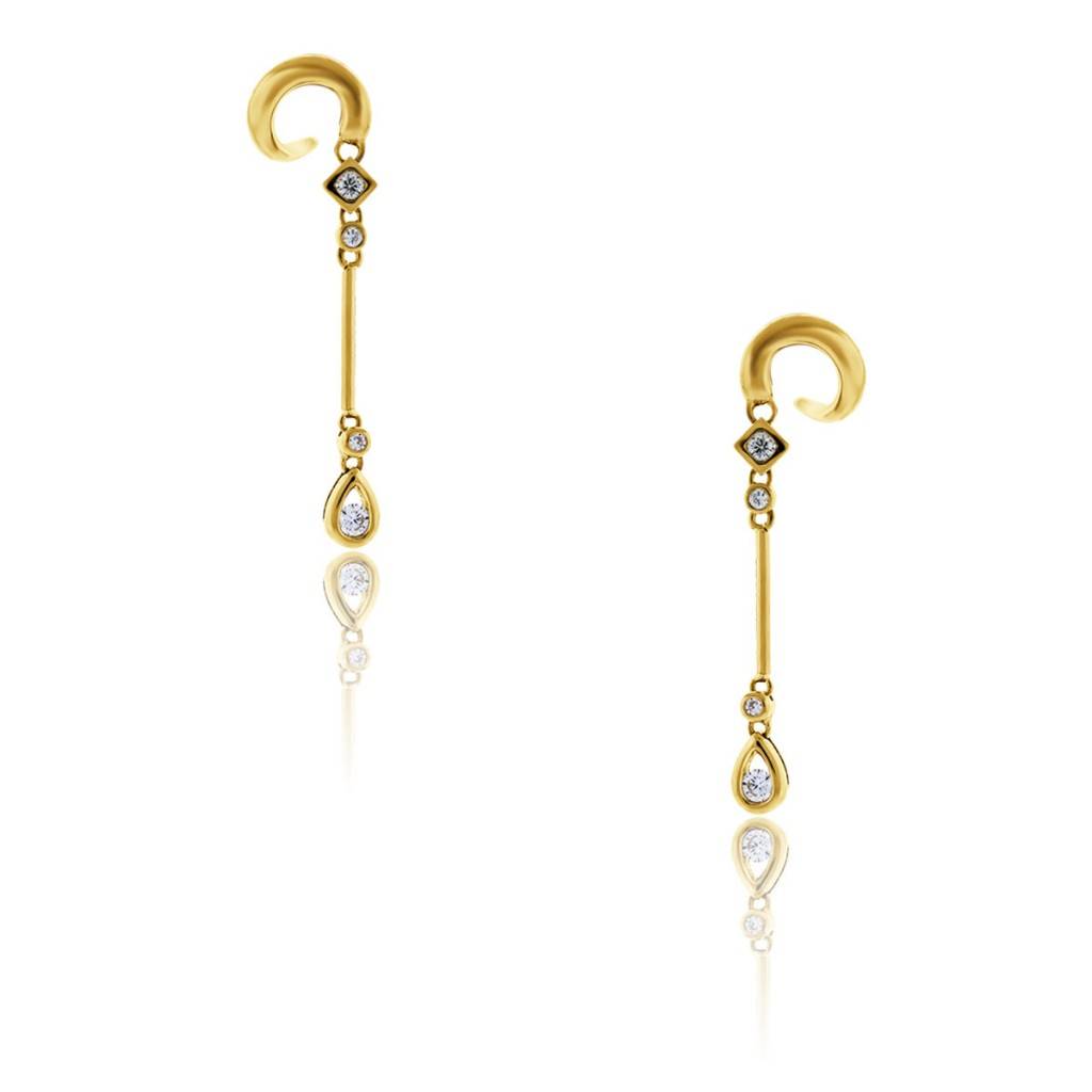 18k Yellow Gold Diamond Drop Dangle Earrings Boca Raton