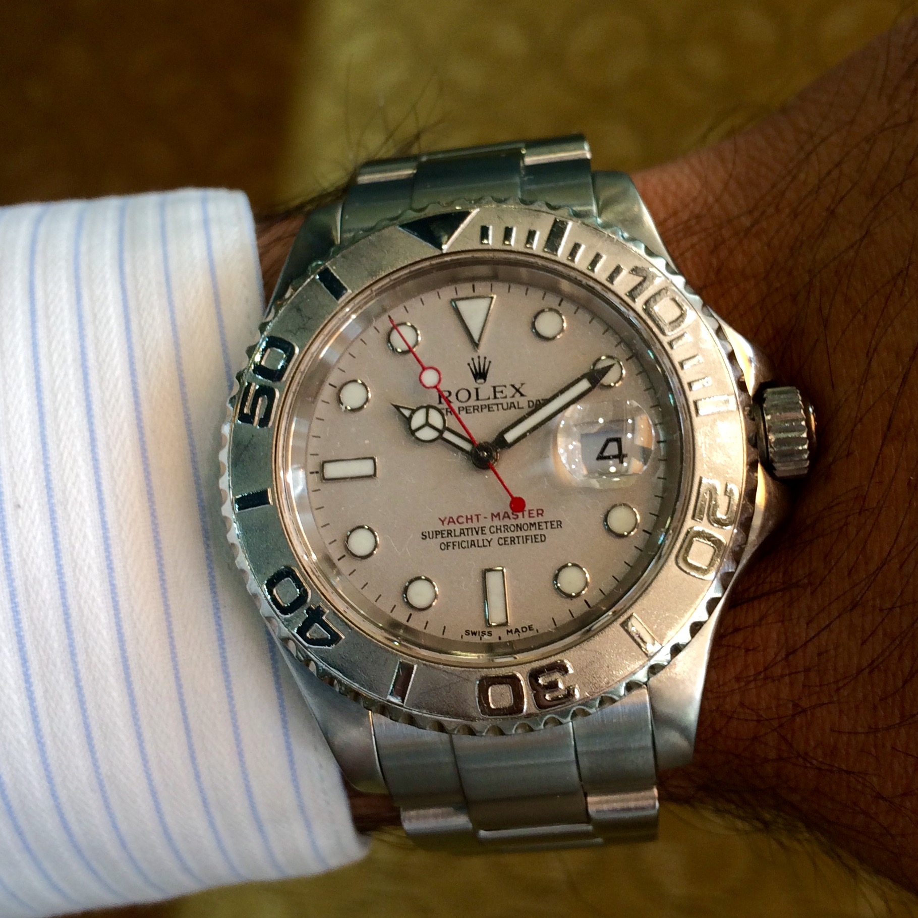 Rolex 16622 Yachtmaster Platinum Bezel Steel Watch