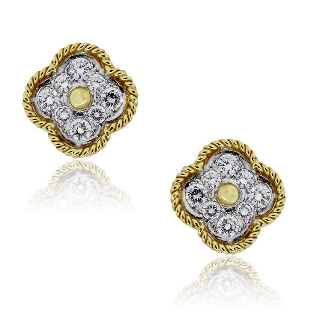 Gold and diamond clover earrings