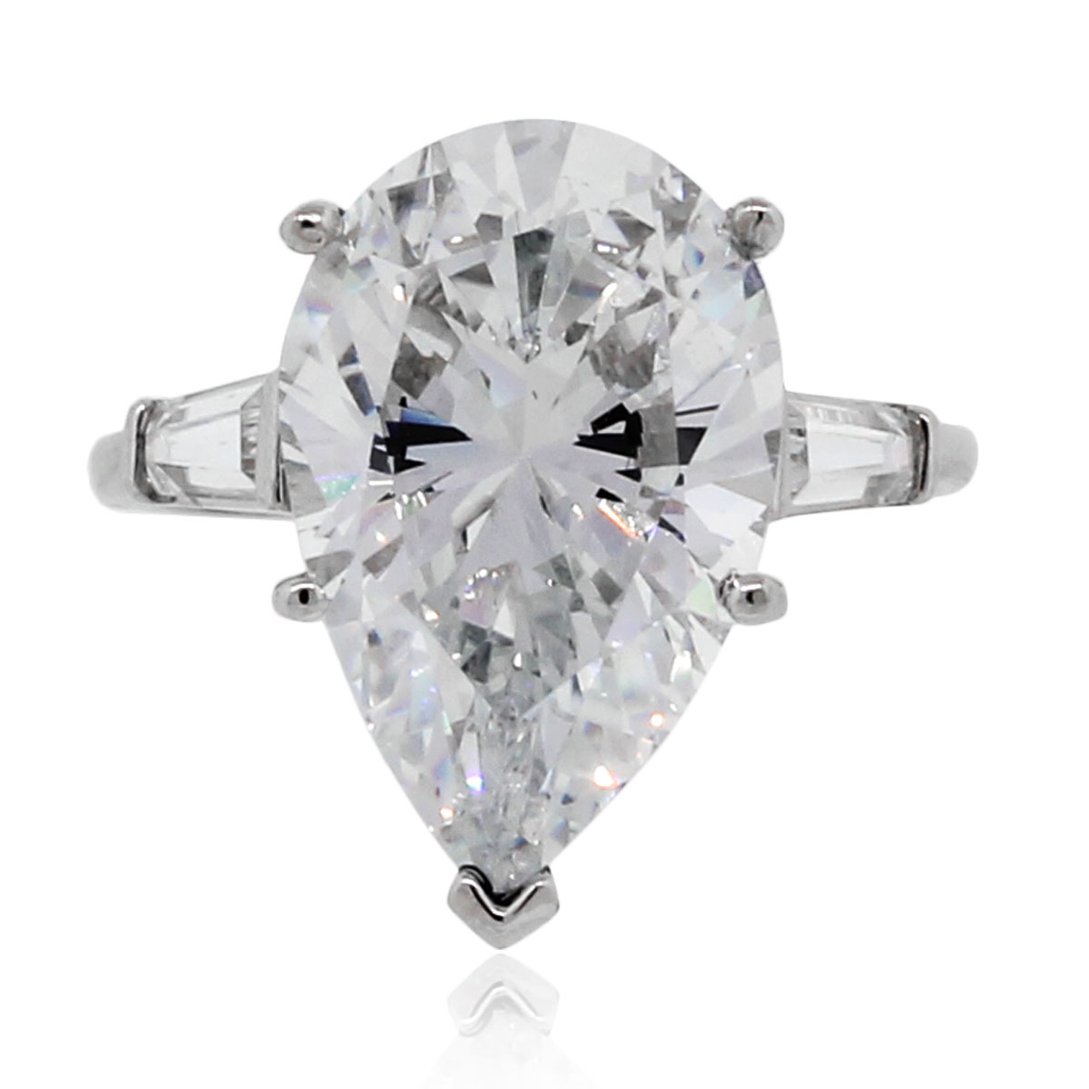 14k White Gold Pear Shape CZ Engagement Ring