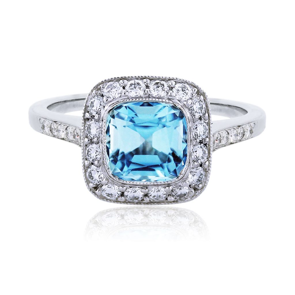 Tiffany & Co. Legacy Platinum Aquamarine and Diamond Ring