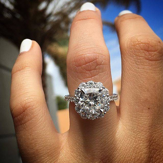 Cushion cut halo ring