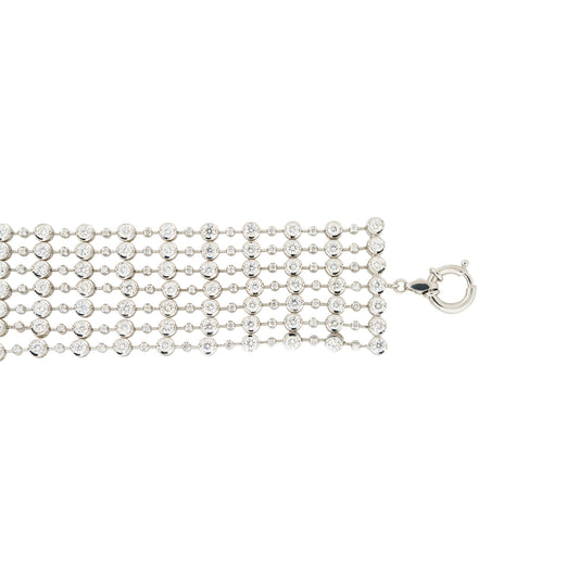 18k White Gold 13ctw 6-Row Bezel Set Diamond Bracelet