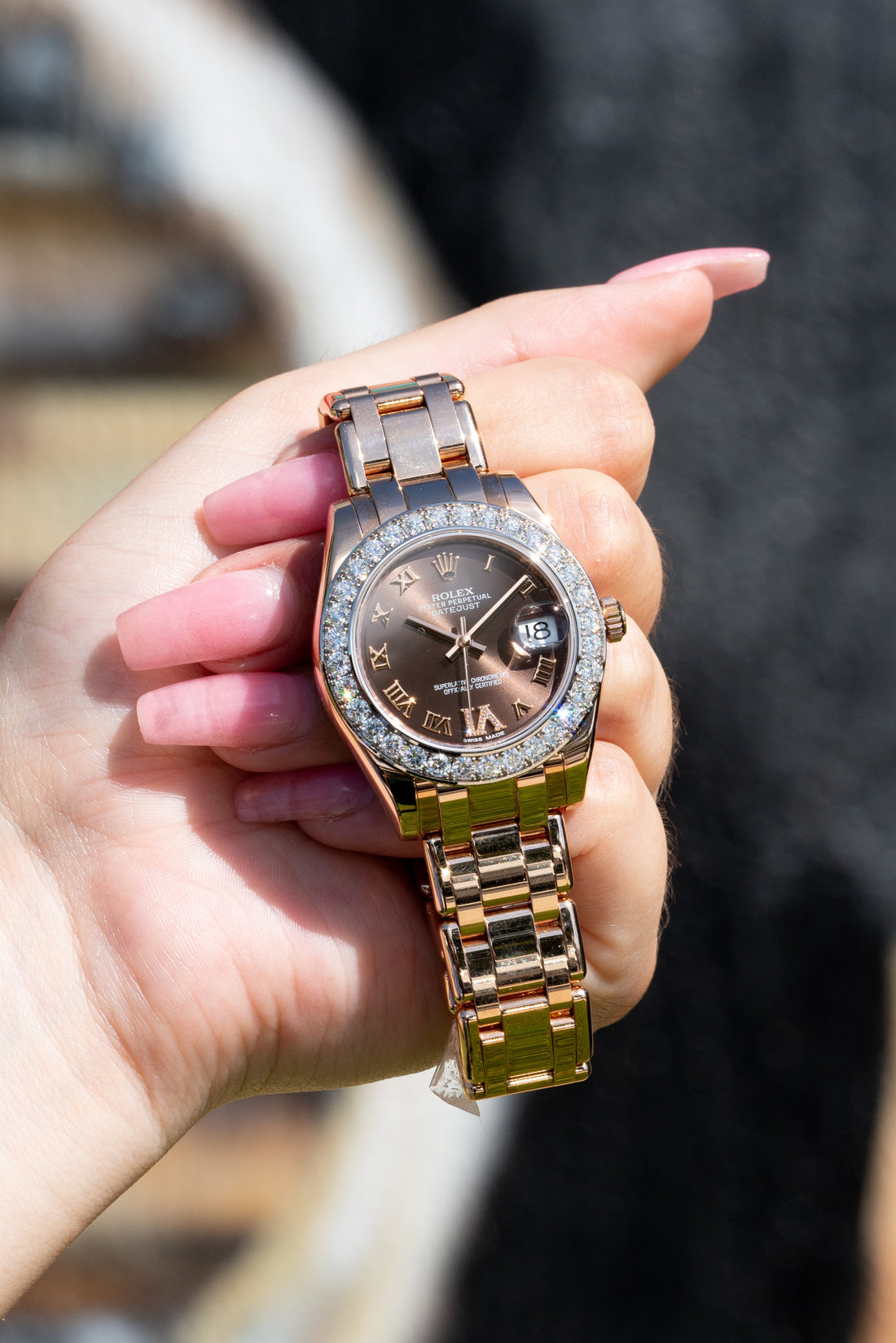 Rolex Datejust with Chocolate Dial and Diamond Bezel