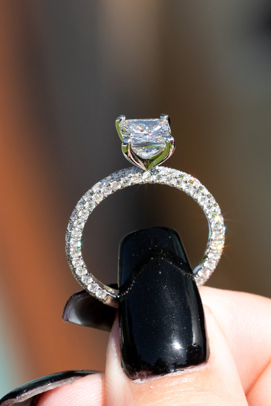 Square Diamond Ring with Full Eternity Band