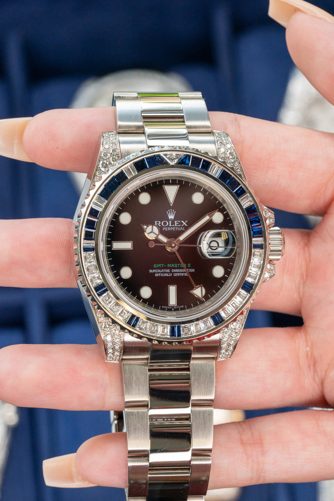 Rolex GMT Master II: Diamonds and Sapphires
