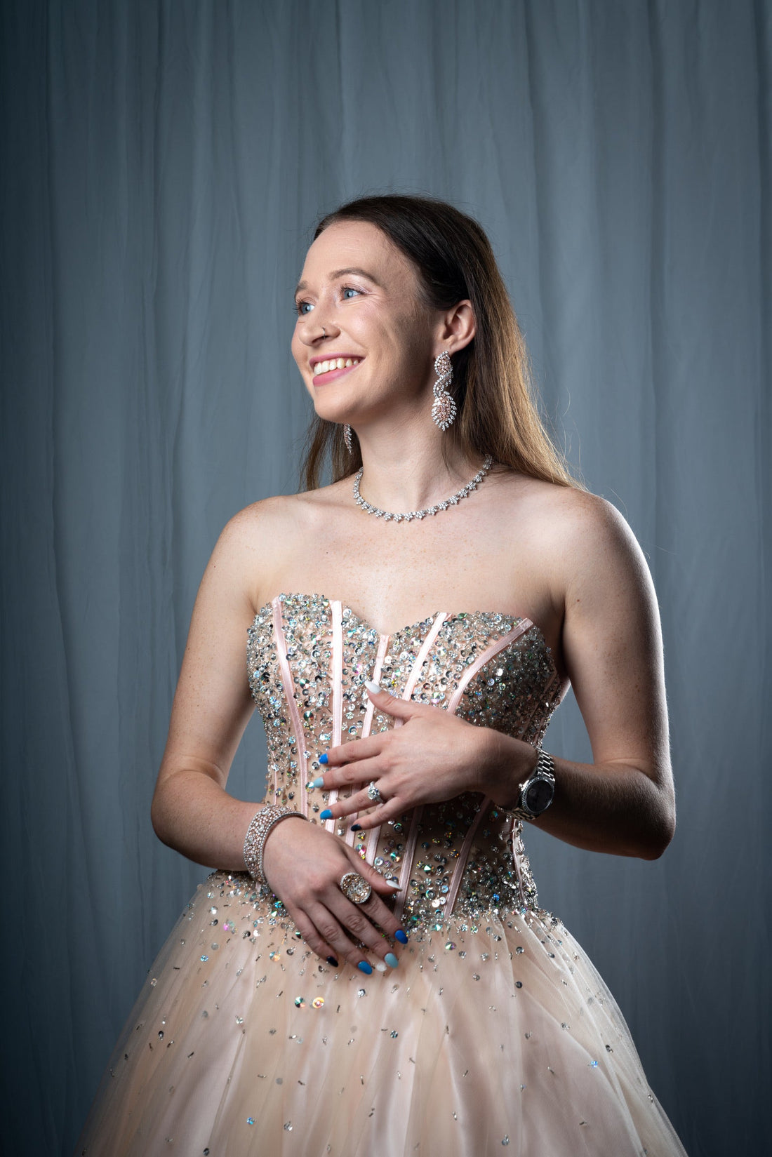 hammered silver necklace on our beautiful model