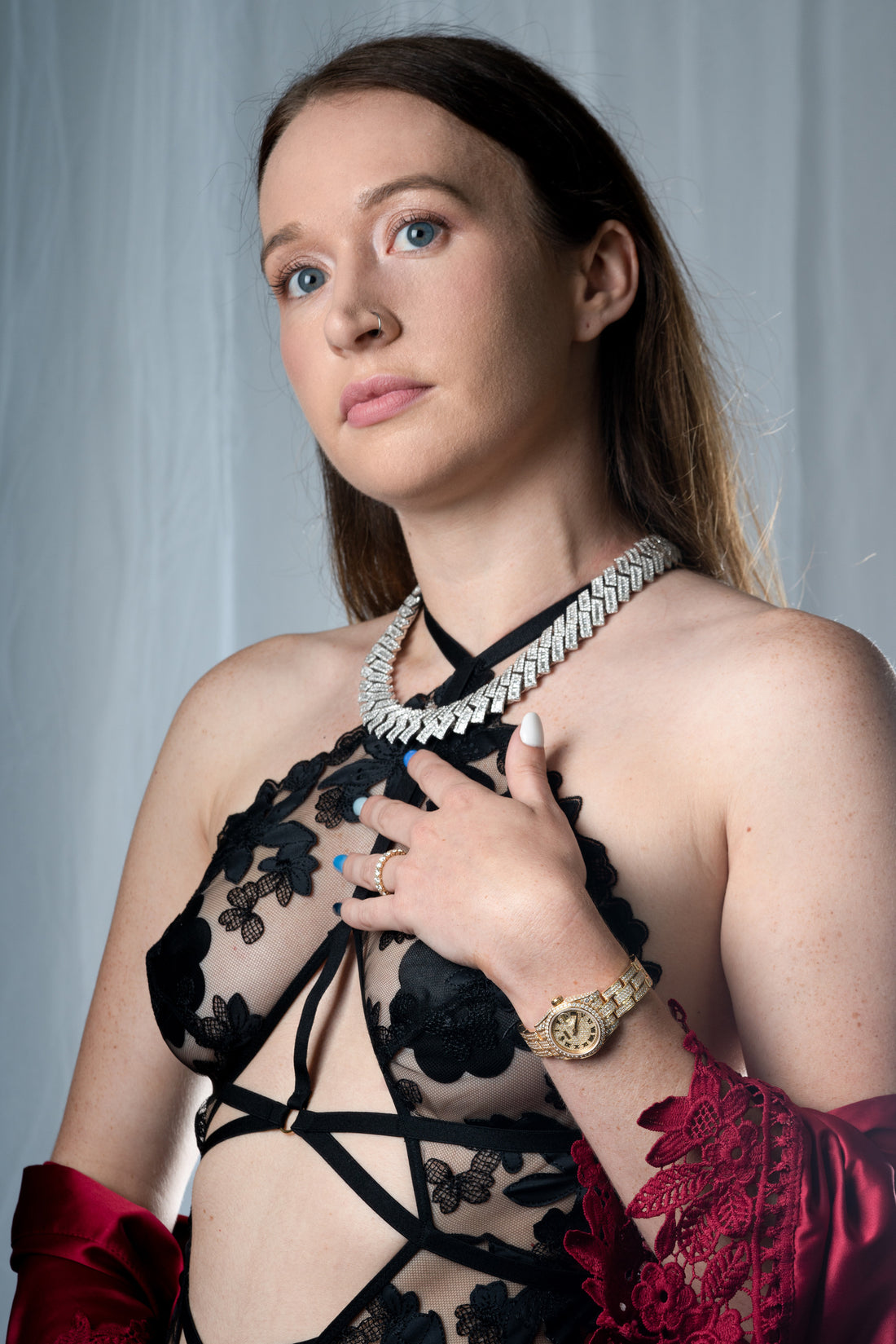 iced out Rolex lady Datejust watch