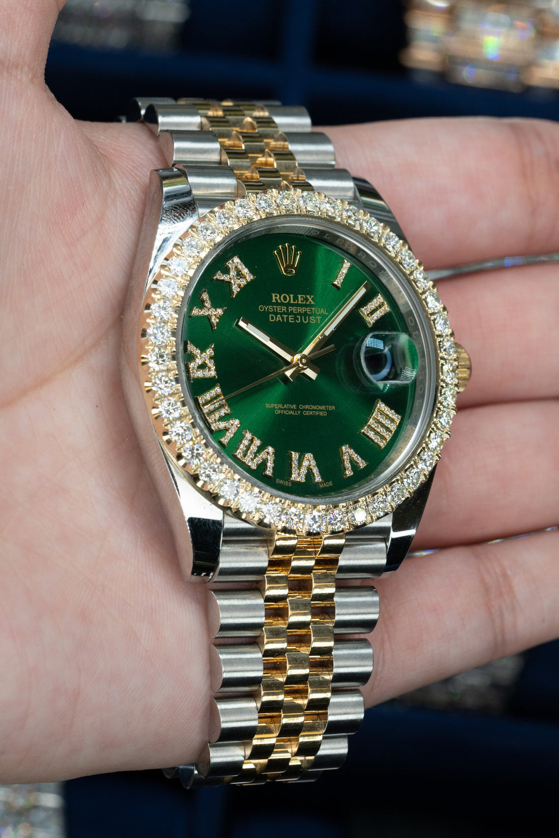 Rolex Datejust 126333 with Green Diamond Bezel