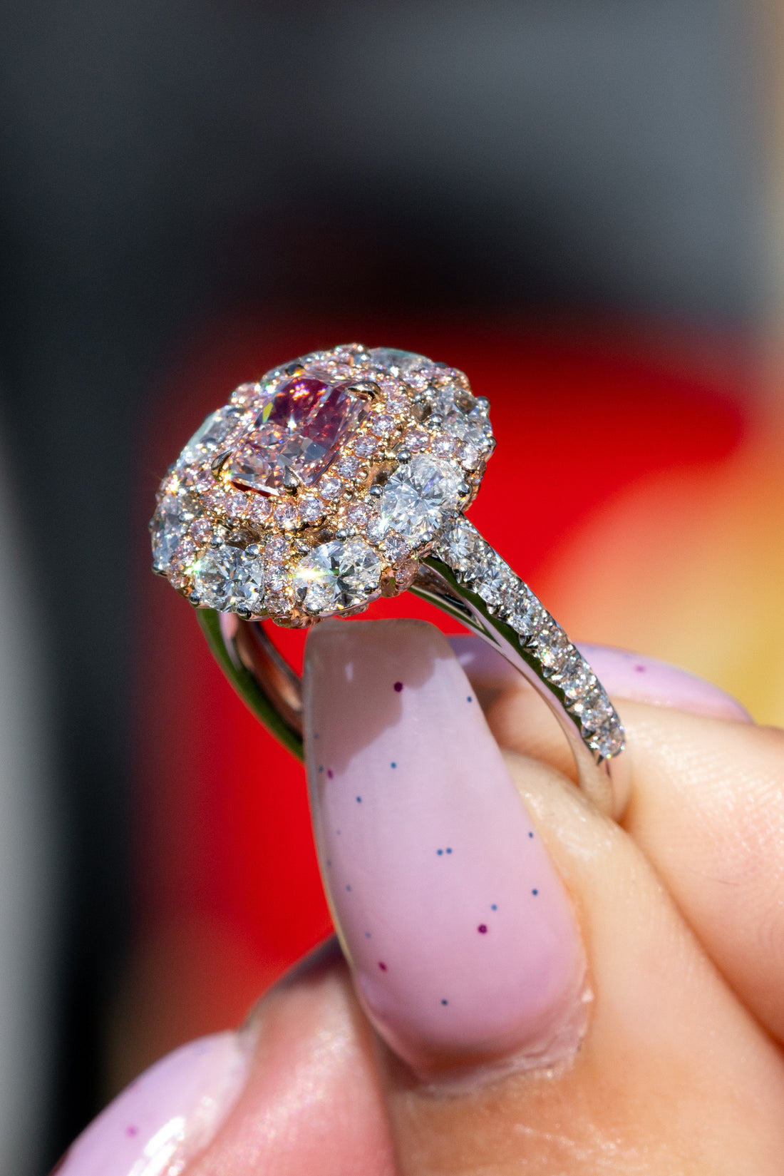 Ruby and Diamond Halo Ring