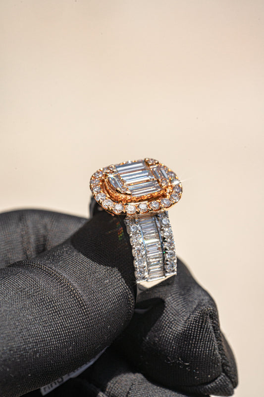 Emerald-cut Two-tone Diamond Ring