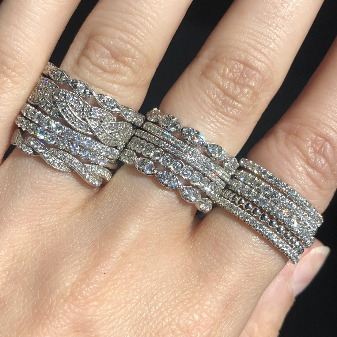 wedding ring stacks white gold with diamonds