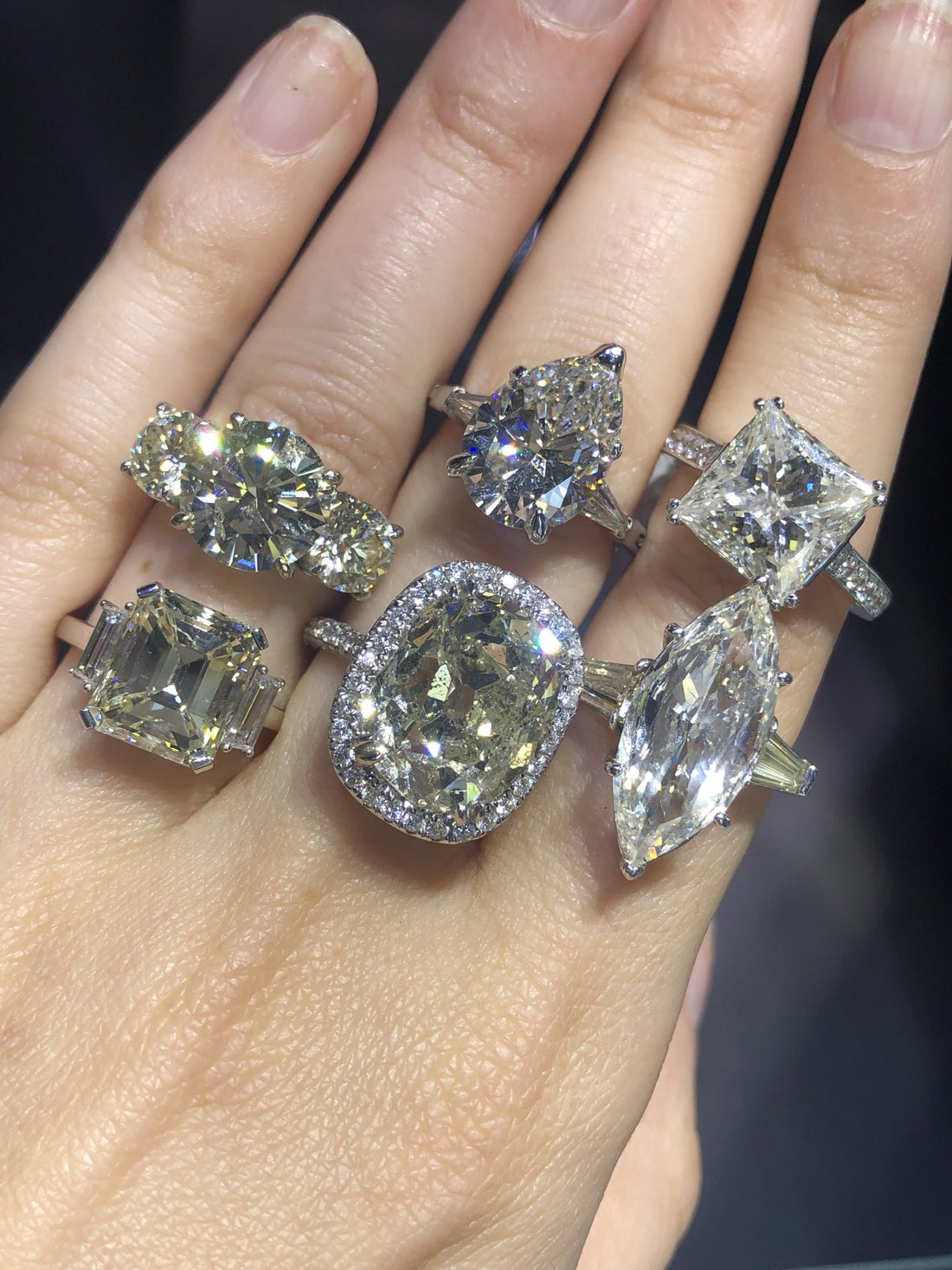 6 big engagement ring settings different diamond cuts