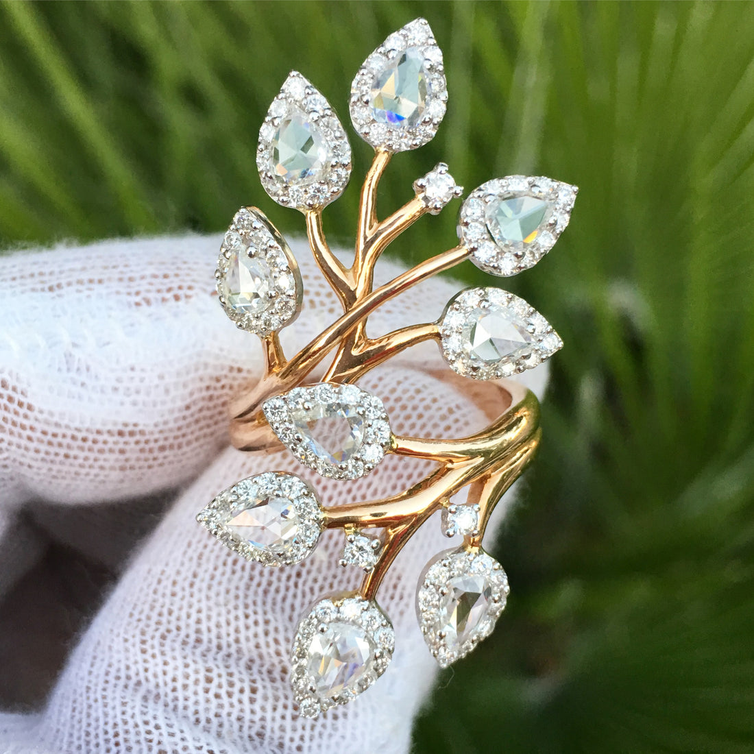 Gold and diamond cocktail rings