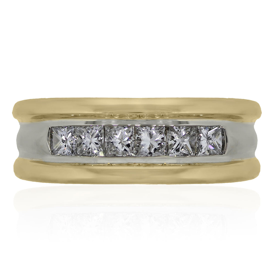 14k Yellow Gold Princess Cut Diamond Men's Ring