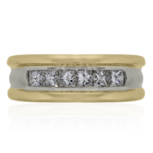 14k Yellow Gold Princess Cut Diamond Men's Ring