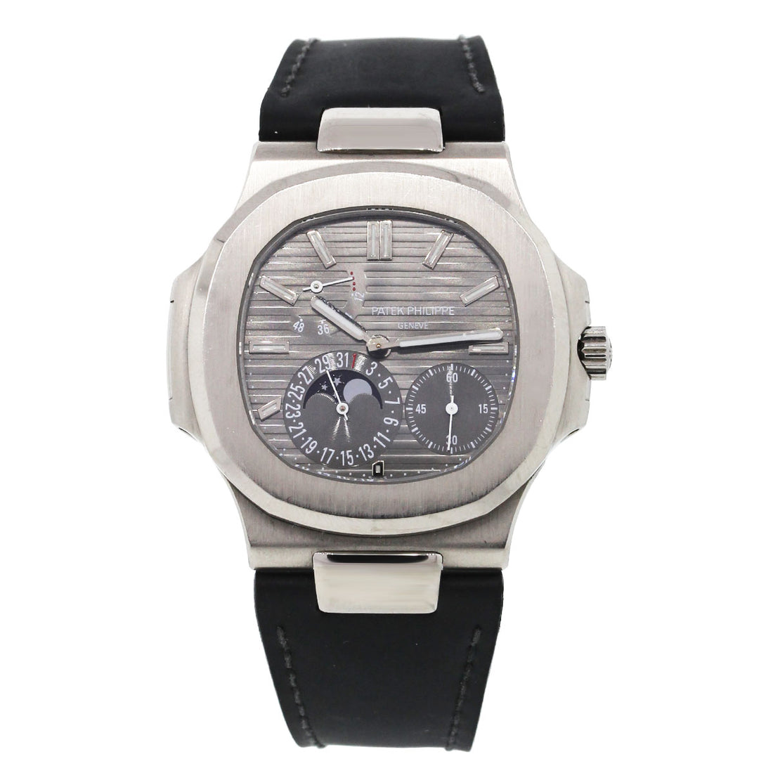 PATEK PHILIPPE 5712G NAUTILUS WHITE GOLD ON LEATHER WATCH