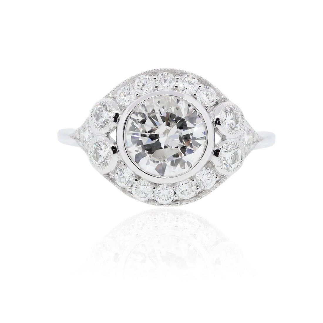 Antique Style Platinum and Diamond Engagement Ring