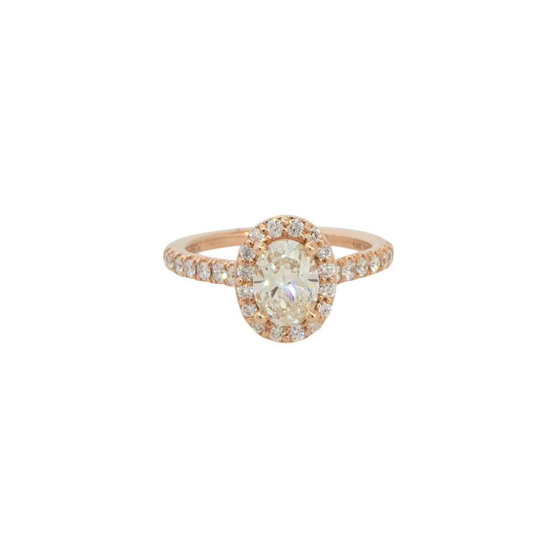 14k Rose Gold 1.55ctw Oval Diamond Halo Engagement Ring