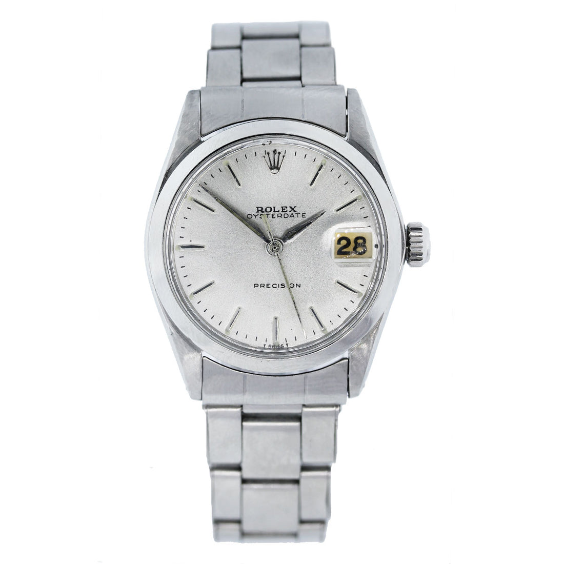 Vintage Rolex Precision 6694 Stainless Steel Silver Dial Ladies Watch Full