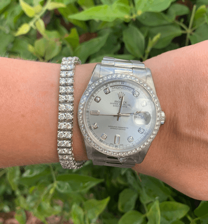 oyster rolex with tennis bracelet diamond