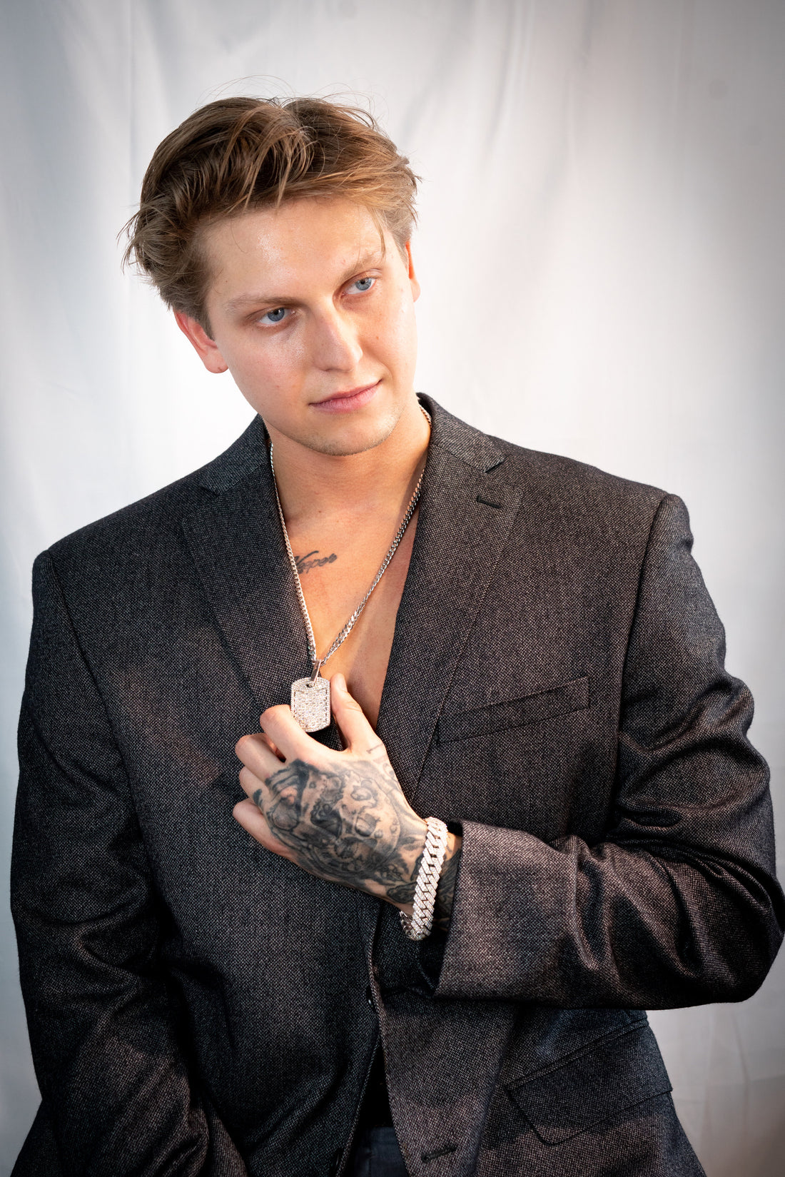 Cuban Link Chain Bracelet with Diamonds