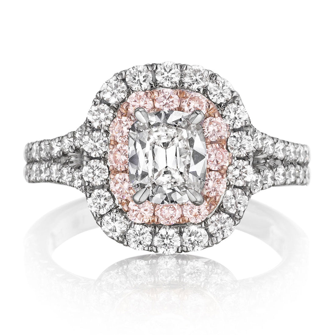 colorful halo engagement rings
