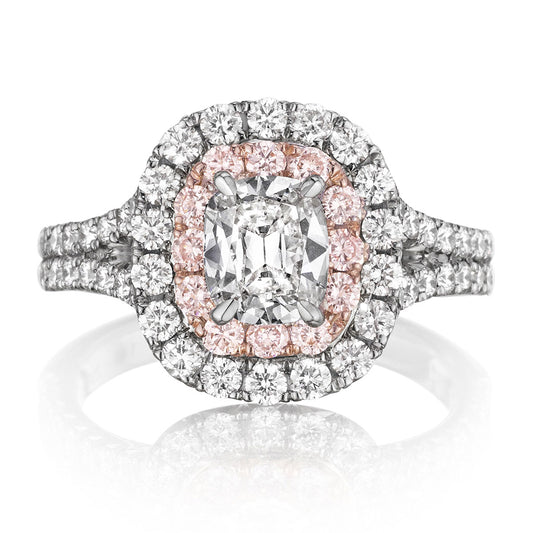 colorful halo engagement rings