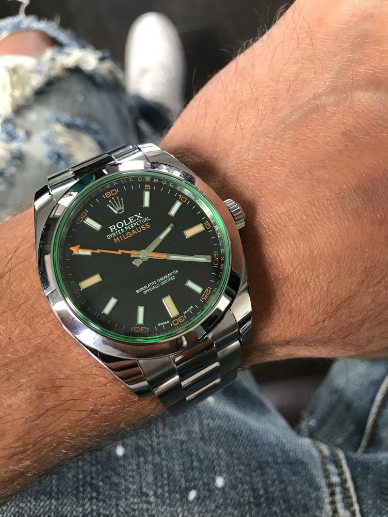 rolex milgauss green crystal